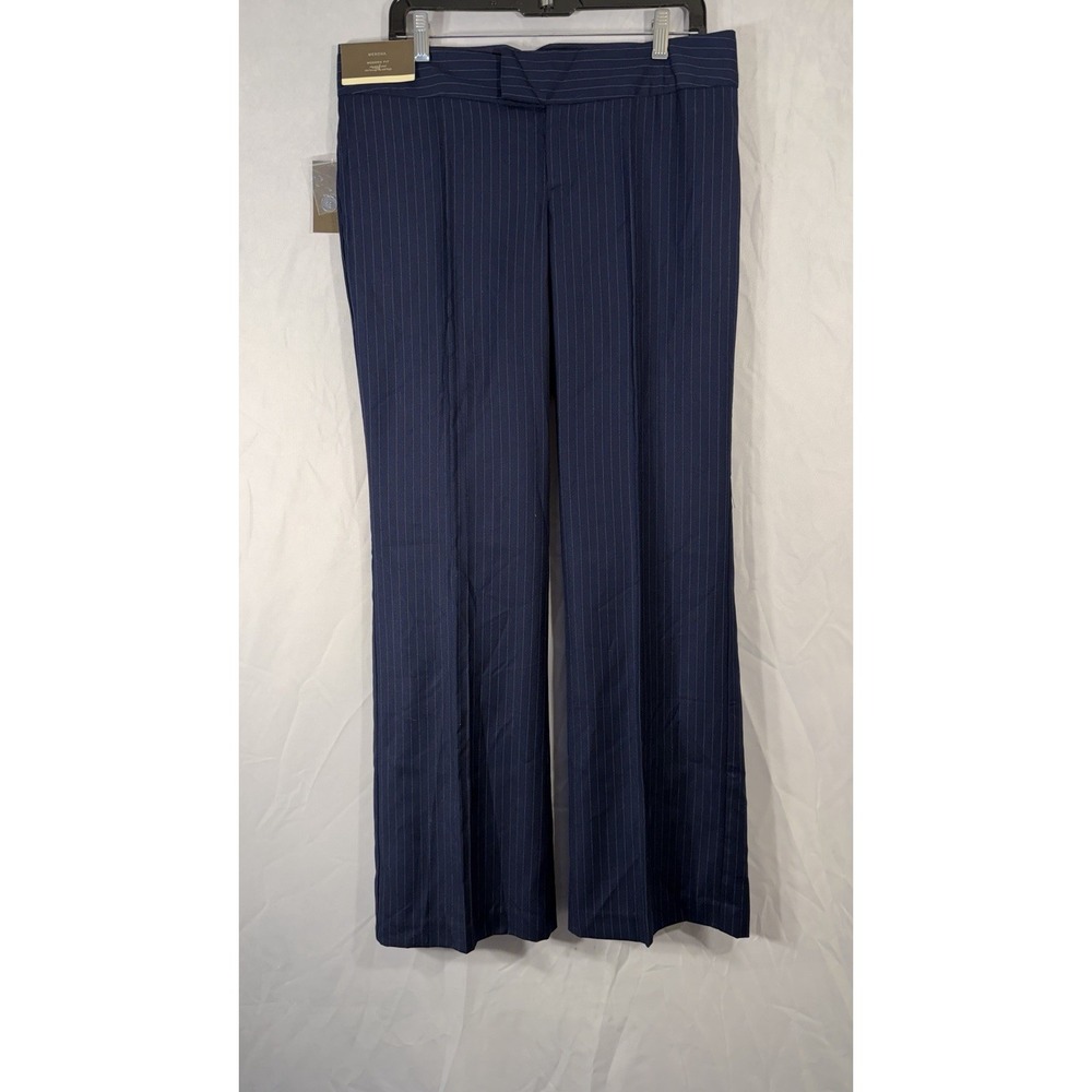 Merona Women's Modern Fit Dress‎ Slacks NEW Size 14 Navy Blue/pinstriped Loose